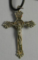 Double Sided 2" Crucifix Pendant on Black 24" Cord
