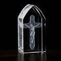 Crucifix Etched Glass Stand