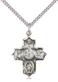 Four-Way sterling silver medal with Chalice and Host center