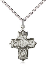 Four-Way sterling silver medal with Chalice and Host center