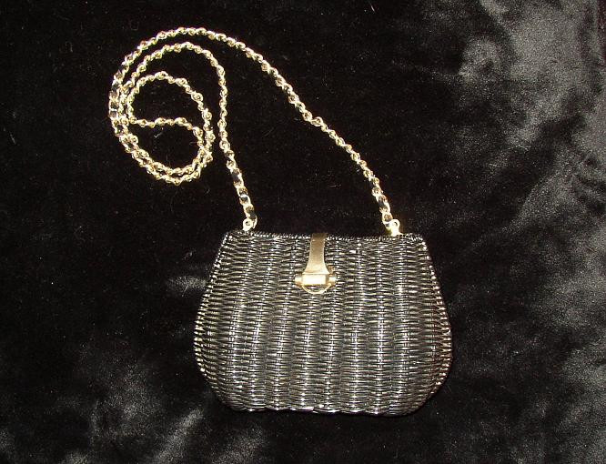 black wicker handbag