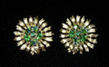 Lisner Green Rhinestone Earrings