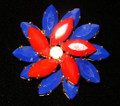 Red, White, and Blue Rhinestone Brooch
