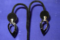 Black Enamel and Silvertone Pierced Earrings