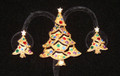 JJ Rhinestone Christmas Tree Pin and Earring Set