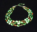 Green and Gold 3 Strand Necklace