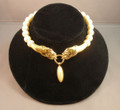 Givenchy Gold Leopard and Faux Pearl Necklace