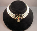 Black Leopard and Faux Pearl Necklace