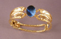Goldtone Clamper Bracelet with Dyed Blue Moonstone