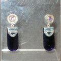 Art Deco Style Small Glass & Sterling Earrings E38r
