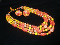 Orange & Yellow 4 strand Necklace & Earrings Set