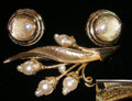 Tortolani Pearl Brooch & Earring Set