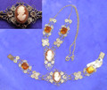 Victorian Filigree Cameo Necklace & Bracelet Set