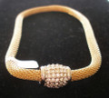 Gold Mesh with Magnetic Rhinestone Bead Clasp