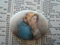 Limoges Style Glass Mother and Child Transfer Cameo Cabochon 40x30mm