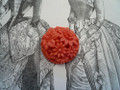 Coral Molded Glass Floral Cabochon 28mm