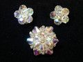 AB Crystal Bead & Rhinestone Pin and Earrings
