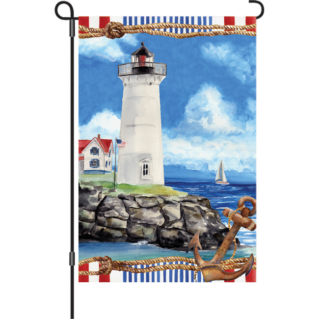 Nautical lighthouse garden flag