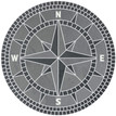 Natural Slate Stone Classic Compass Rose Tile Mosaic Medallion
 Black & Gray Slate with Crème Colored Honed Marble NSEW Lettering