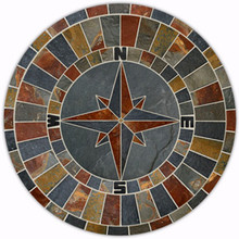 60-inch Natural Slate Compass Rose Mosaic Medallion