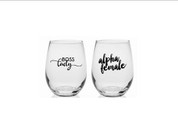 Boss Lady & Alpha Female Wine Glasses - 2 Pc Set 