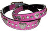 Pink Suede Pearl Heart Collar