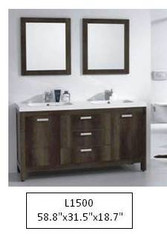 Brown Vanity Cabinet with Double Mirror