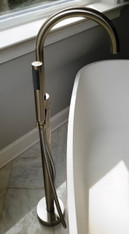 Floor Standing Bathtub Faucet Brush Nickel 43.3" Height 