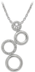 Sterling Silver & Diamond Four Circle Pendant with 18" Silver Cable Chain