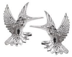 Sterling Silver .925 Hummingbird in Flight Post Earrings