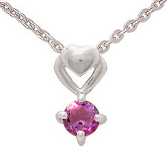 Sterling Silver Amethyst Heart Pendant & Chain .925 NEW