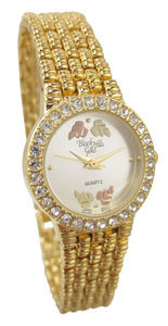 Women's Black Hills Gold Watch Basket Weave Adjustable Band w/Extender 12K Gold