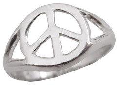 Sterling Silver Polished Peace Sign Ring Peace Symbol Ring .925 Silver