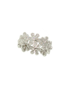 Diamonds on White Gold Floral Circlet Garland Ring. 18K.