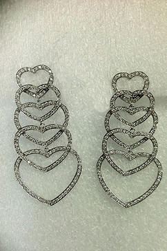 From Esther Gallant, Dripping with Diamonds Swingy Hearts Earrings. 18K