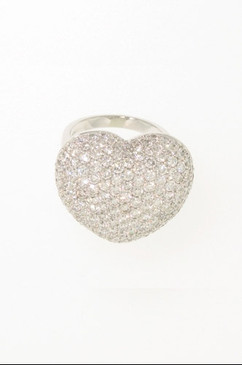 Huge Domed Diamond Heart Ring