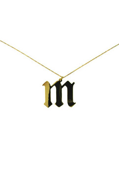 Gothic Style letters. Big and Bold.On 18-21 inch chain.Gold over Sterling Silver
