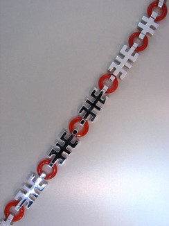 GOOD LUCK BRACELET Chinese Symbols in Sterling Silver with genuine Carnelian Circle links.  Regular price $375. ON SALE $262.50