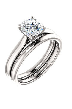 Classically Elegant Round Brilliant Solitaire Engagement and Wedding Ring Set