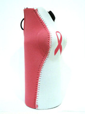 Bottle Koozie ~ White/Pink with Pink Ribbon  ~ 22306