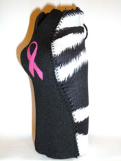 Bottle Koozie ~ Black/Zebra Pink Ribbon ~ 22317