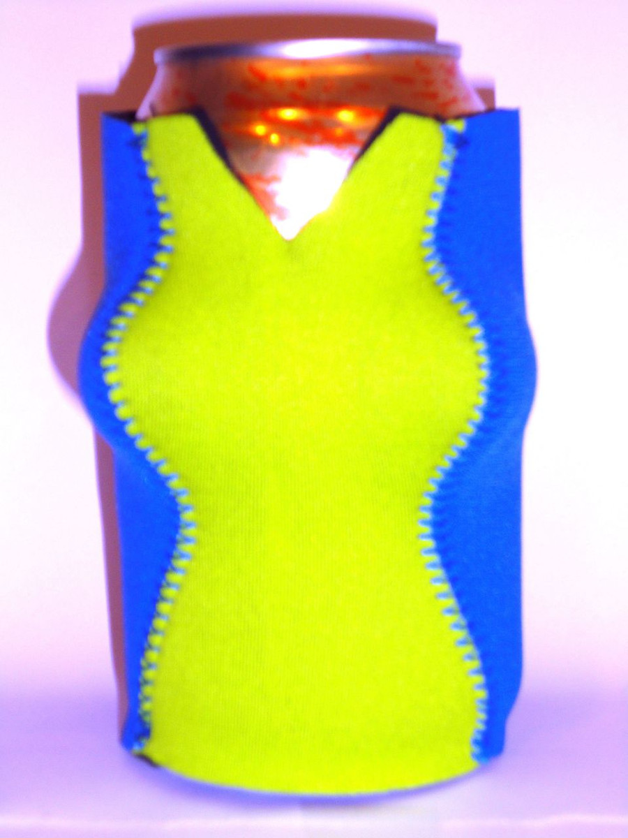 Can Koozie Lime Green/Purple The Beverage Babe 21108