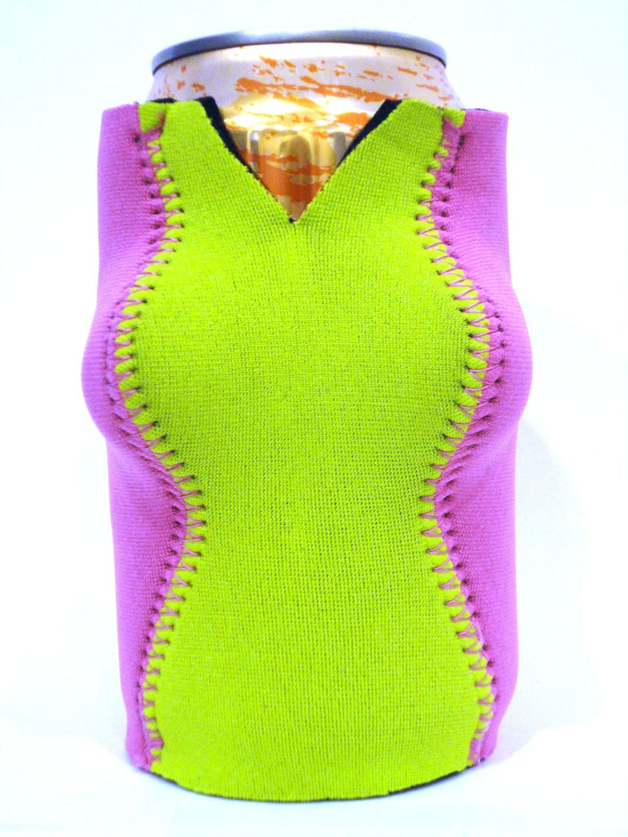 Can Koozie Lime Green/Pink The Beverage Babe 21109