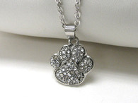 Paw Crystal Stud Raised Necklace