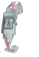 Breast Cancer Awareness Pink Ribbon Bangle Watch