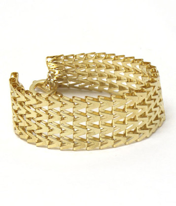 Chevron Pattern Chain Bracelet - Gold
