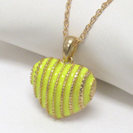Neon Stripe Puffy Heart Necklace