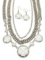 ISIS CROSS NECKLACE AND EARRINGS - SILVER