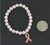 Pink Ribbon Pearl Charm Stretch Bracelet