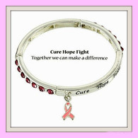 Breast Cancer Awareness Pink Ribbon Cure Hope Fight Stretch Bracelet
